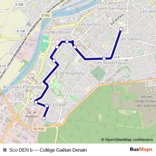 Sco DEN b bus Line Map