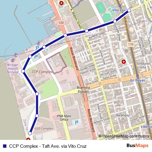 CCP Complex - Taft Ave. via Vito Cruz bus Line Map