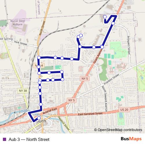 Aub 3 bus Line Map