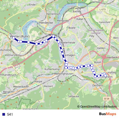 541 bus Line Map