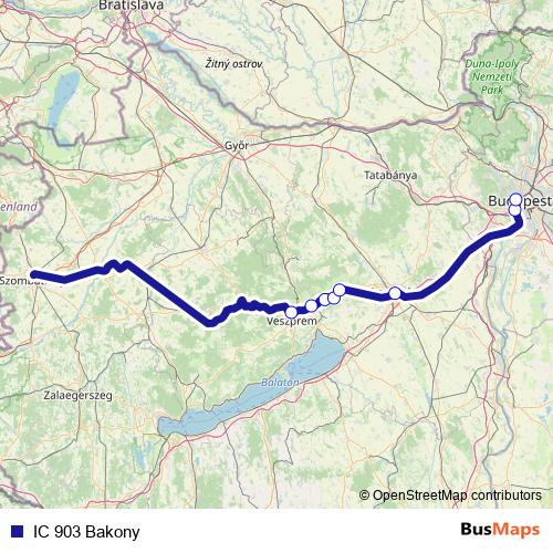 IC 903 Bakony rail Line Map