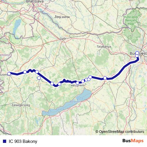 IC 903 Bakony rail Line Map