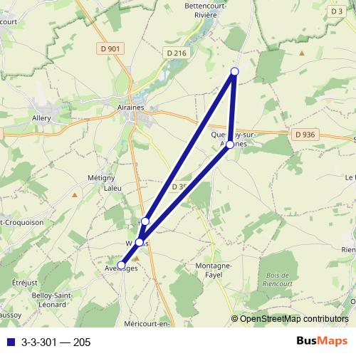3-3-301 bus Line Map