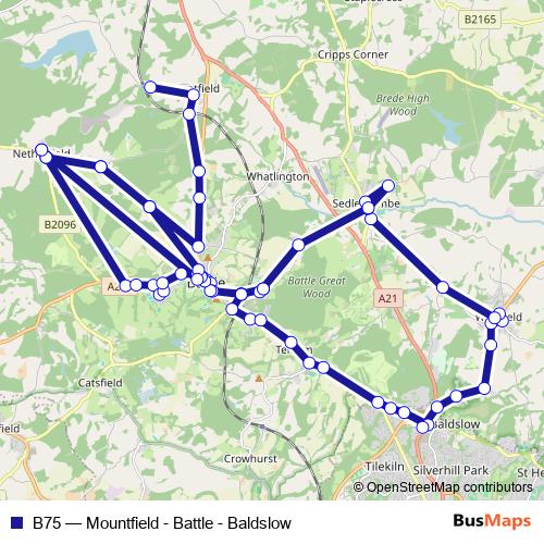 B75 bus Line Map