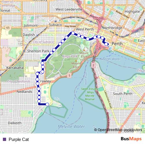 Purple Cat bus Line Map