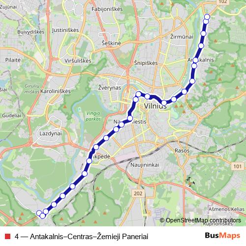4 trolleybus Line Map