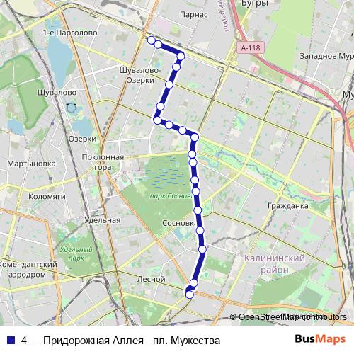 4 trolleybus Line Map