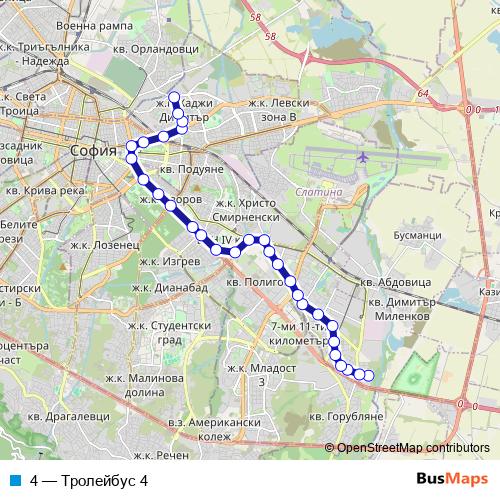 4 trolleybus Line Map