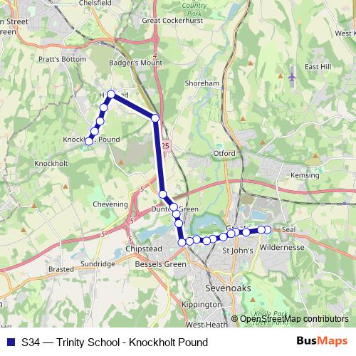 S34 bus Line Map