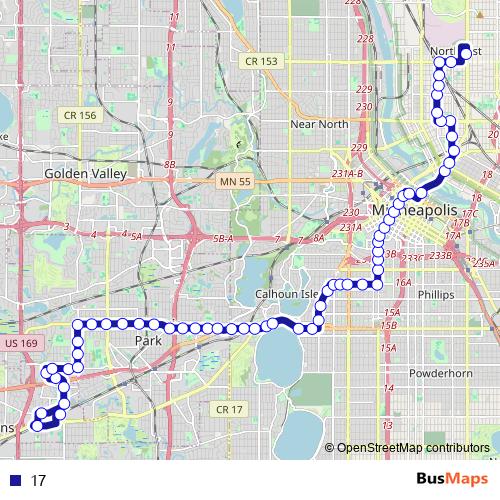 17 bus Line Map