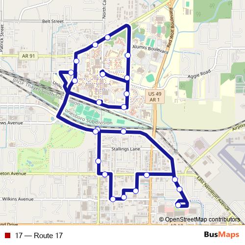 17 bus Line Map