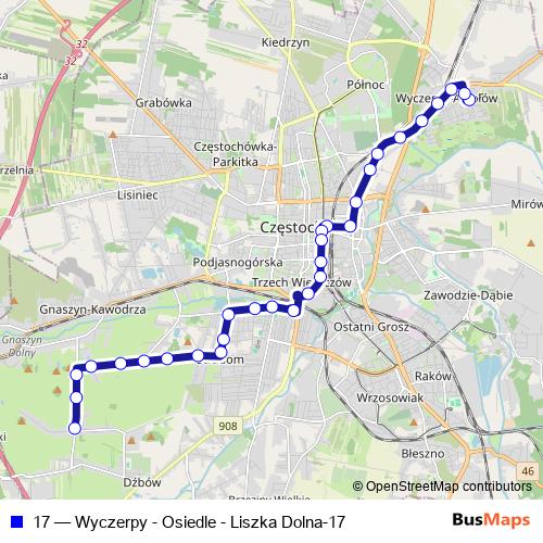 17 bus Line Map