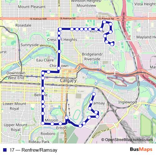 17 bus Line Map