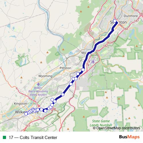 17 bus Line Map