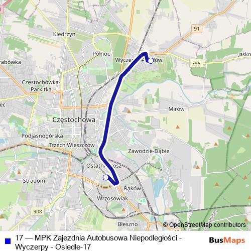 17 bus Line Map
