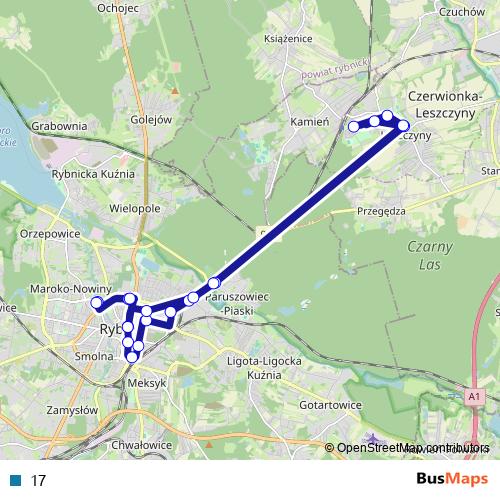 17 bus Line Map