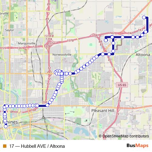 17 bus Line Map