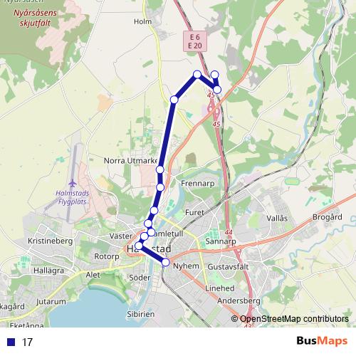 17 bus Line Map