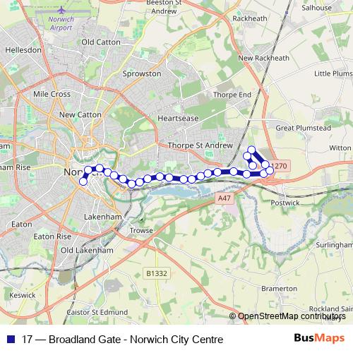 17 bus Line Map
