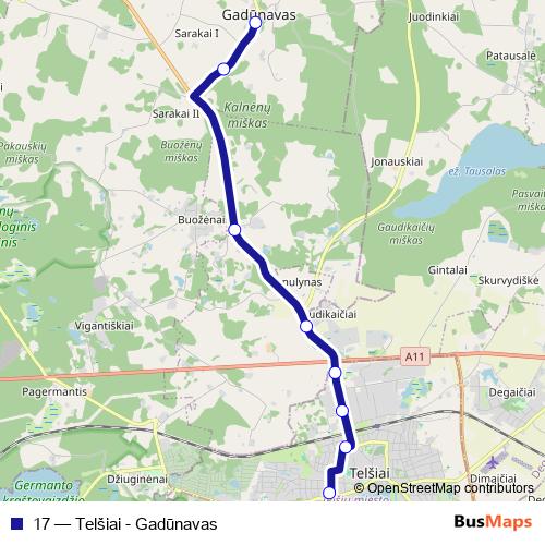17 bus Line Map