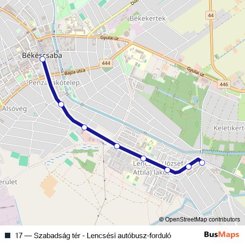 17 bus Line Map