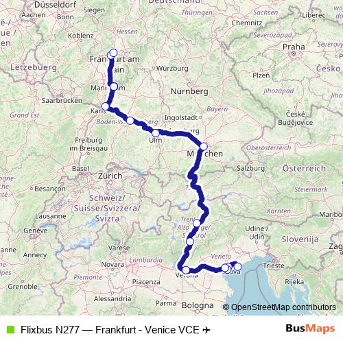 Flixbus N277 bus Line Map