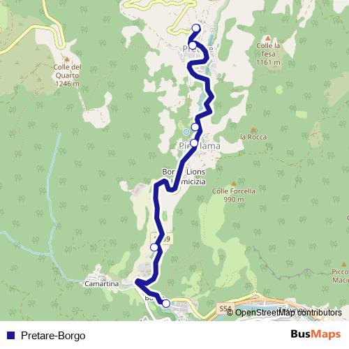 Pretare-Borgo bus Line Map