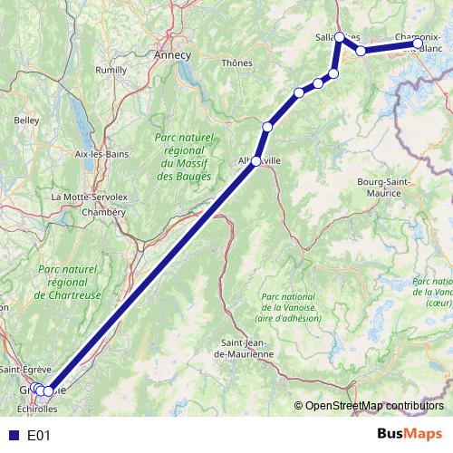 E01 bus Line Map