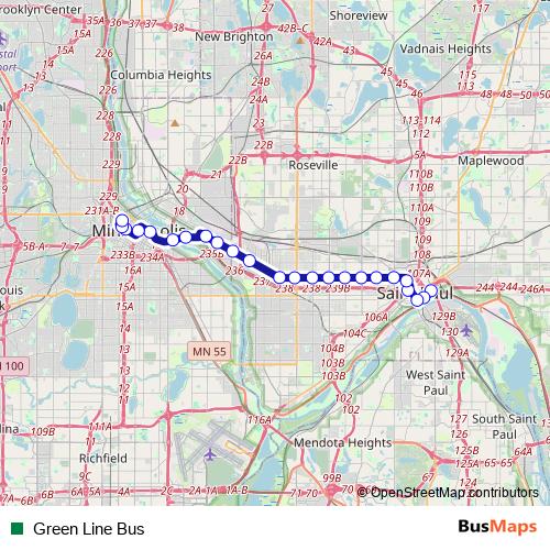 Green Line Bus bus Line Map
