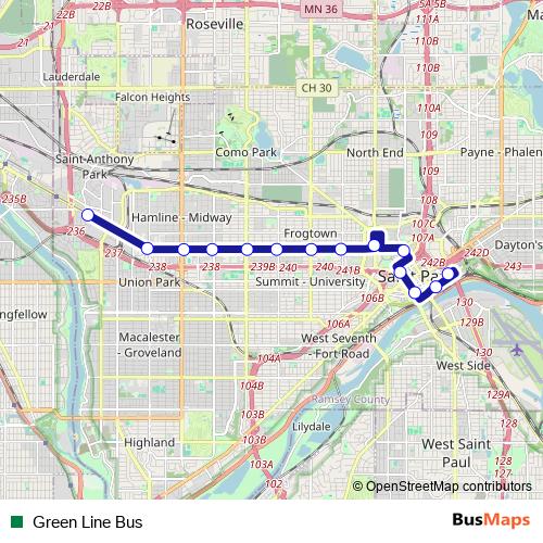 Green Line Bus bus Line Map