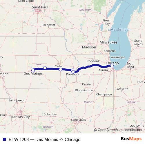 BTW 1208 bus Line Map