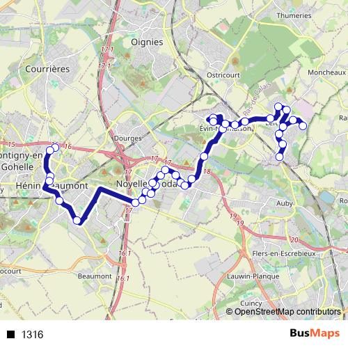 1316 bus Line Map