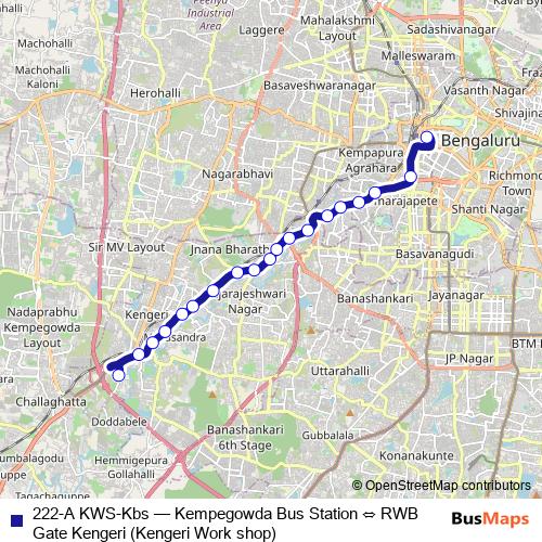 222-A KWS-Kbs bus Line Map