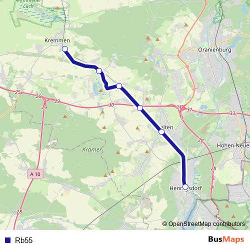 Rb55 bus Line Map