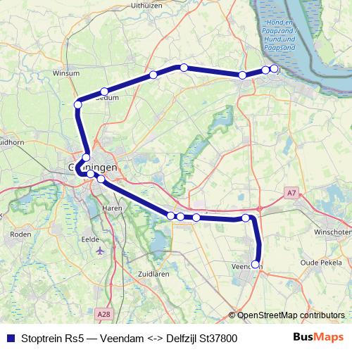 Stoptrein Rs5 rail Line Map