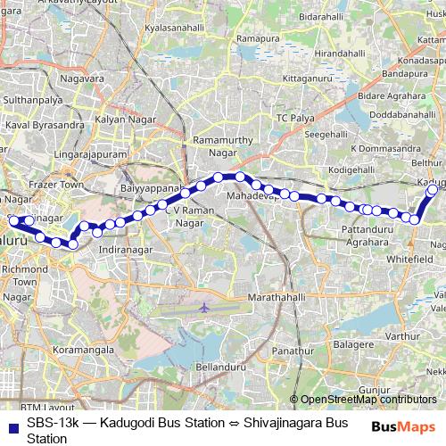 SBS-13k bus Line Map