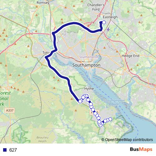 627 bus Line Map