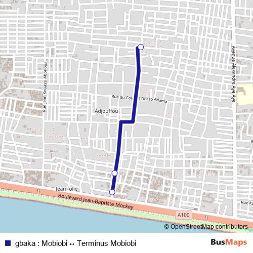gbaka : Mobiobi ↔ Terminus Mobiobi bus Line Map