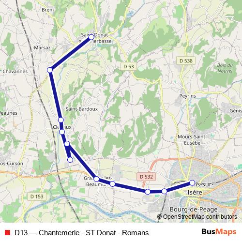 D13 bus Line Map