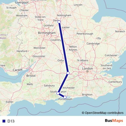 D13 bus Line Map