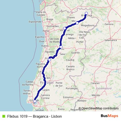Flixbus 1019 bus Line Map