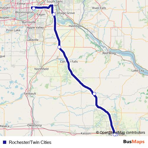 Rochester/Twin Cities bus Line Map