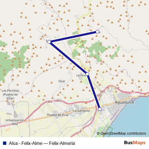 Alsa - Felix-Alme bus Line Map