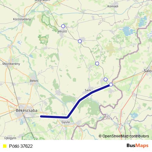 Pótló 37622 bus Line Map