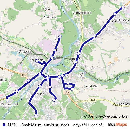 M37 bus Line Map