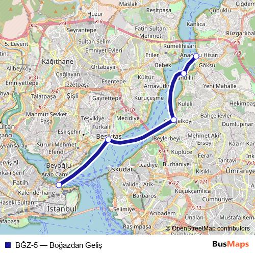 BĞZ-5 ferry Line Map