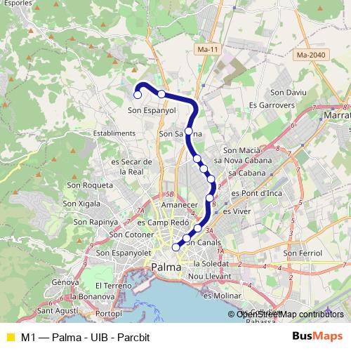 M1 metro Line Map