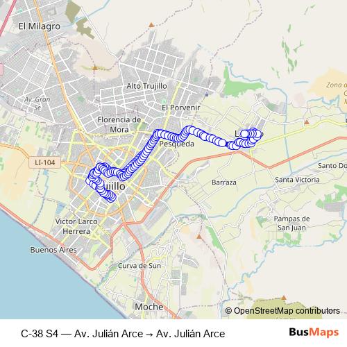 C-38 S4 bus Line Map