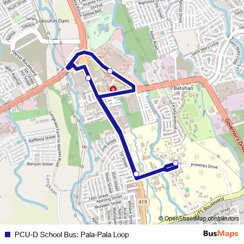 PCU-D School Bus: Pala-Pala Loop bus Line Map