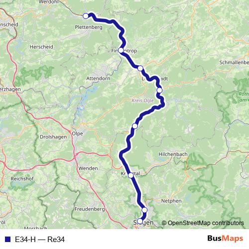 E34-H rail Line Map